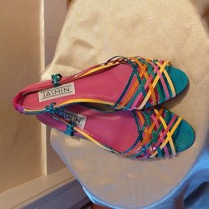 VTG Jasmin snakeskin multi colored sandals Sz 11.5 narrow